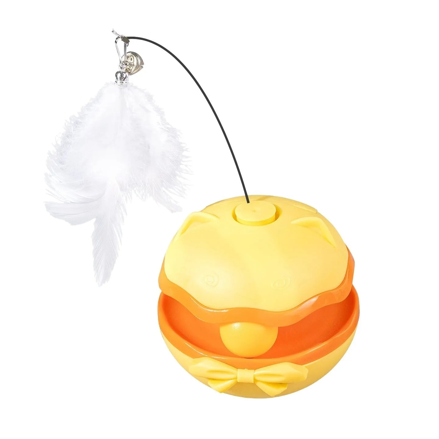 Electric cat toy tumbler in Soft Fog Grey colour, showing a compact plastic body designed for erratic rolling movement.