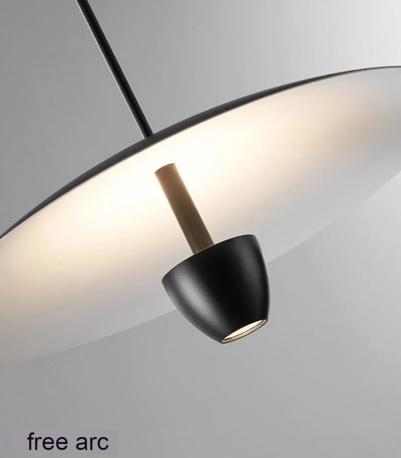 Modern black minimalist chandelier with warm light illumination 400mm size