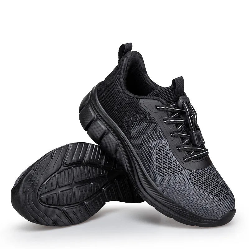 Knitted casual unisex sports shoes in solid colour with Flyknit upper and low flat heel