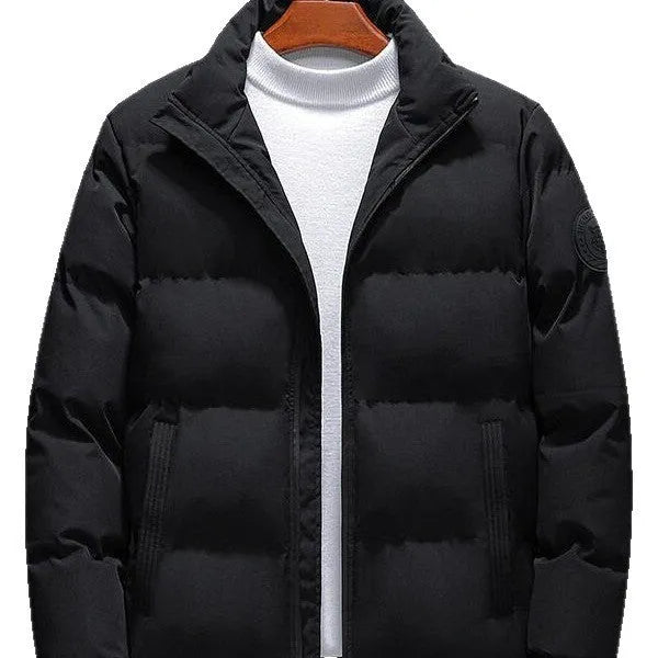Men's cotton-padded casual Korean style cardigan winter jacket in polyester fibre, front view