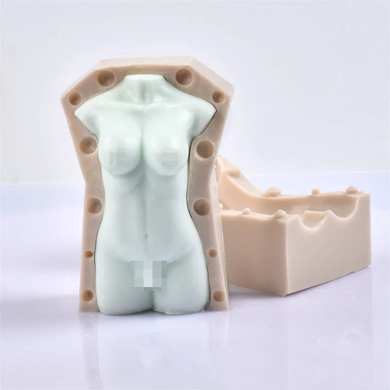 Geometric silicone body candle mould showing 10cm and 14cm height sections for aromatherapy candles
