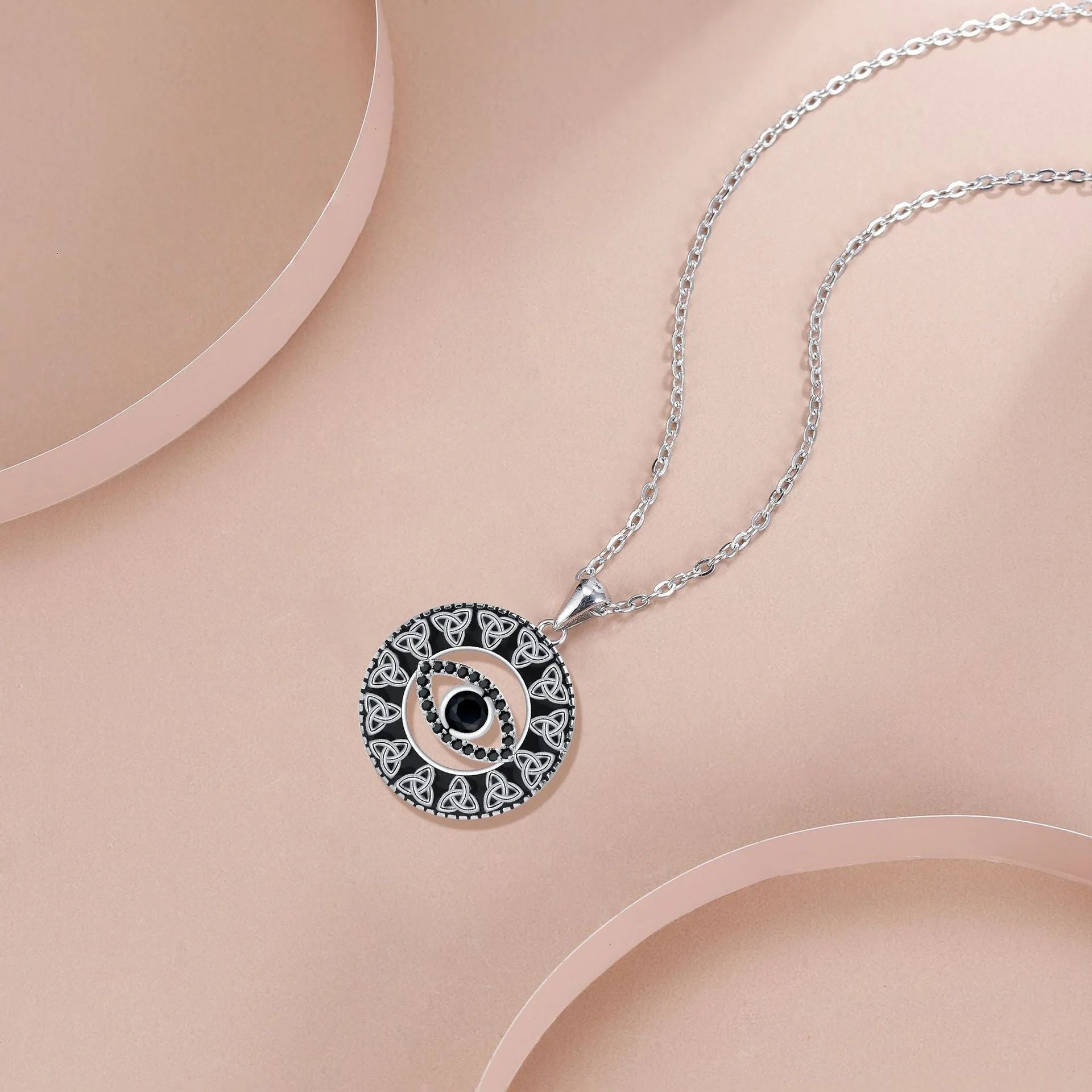 Copper Devil's Eye necklace with cross chain design for women