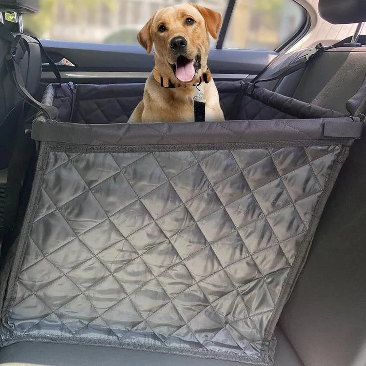 Black cloth anti-dirty car pet mat with rear basket design measuring 55x45x50cm for dog travel protection