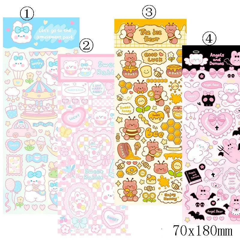 PVC waterproof cartoon stickers for notebook and agenda decoration in multiple style options