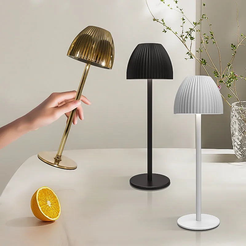 Modern simple design touch dimming bedside lamp with thin round base in black colour option