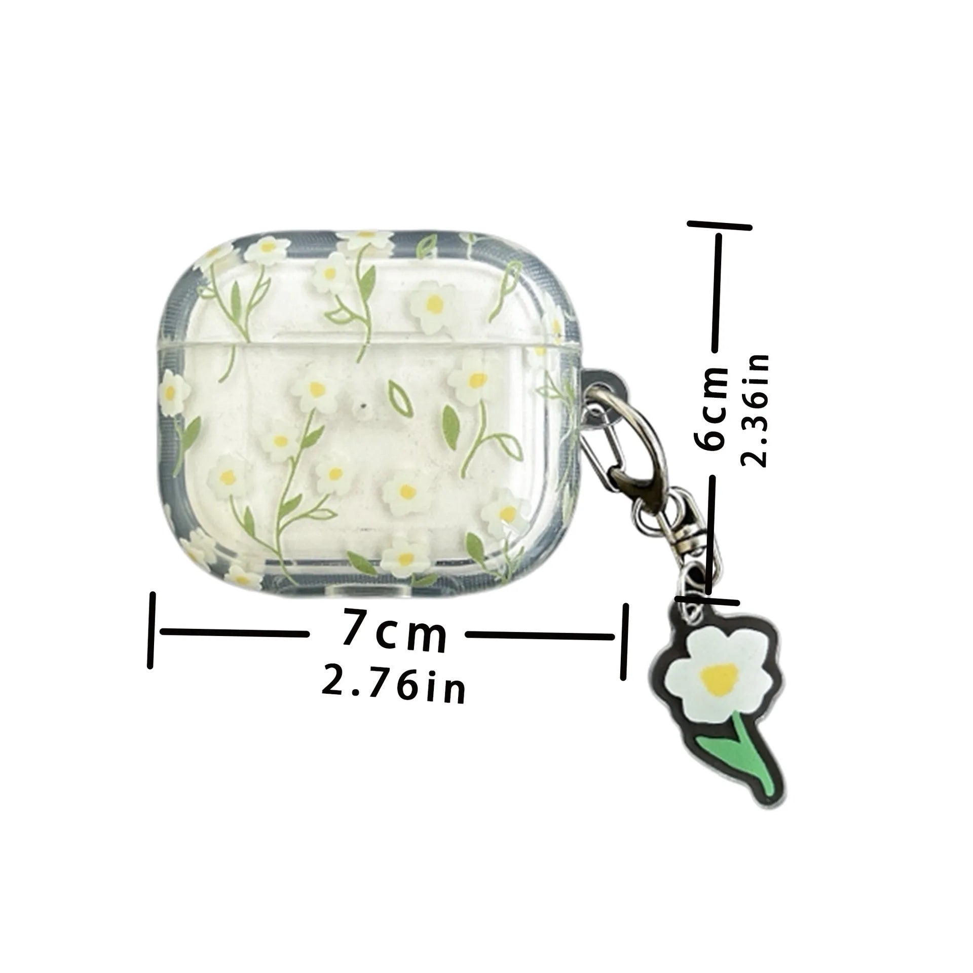 White floral transparent TPU protective cover for Apple AirPods charging case