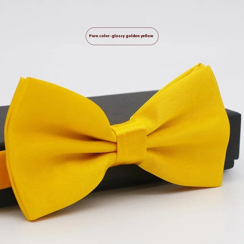 Solid colour flat head polyester bow tie for formal wear and weddings