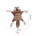 Brown stuffless plush fox dog toy with embroidered eyes, cotton rope arms and legs