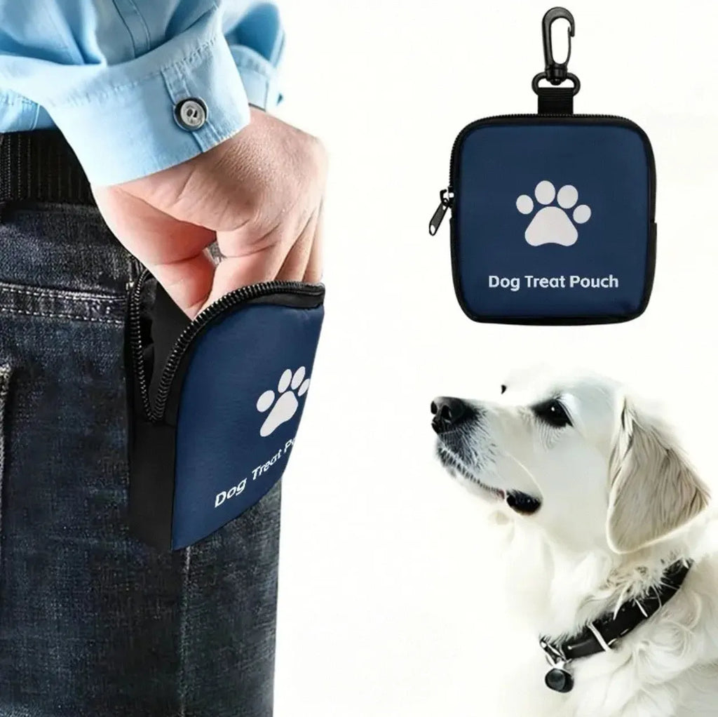 Portable Oxford cloth pet snack pack with zipper closure in red, black, purple, or blue