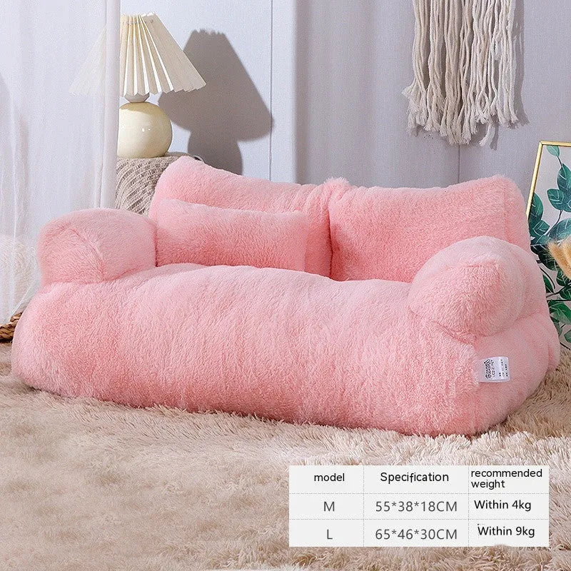 Flannel warm large cat sofa in beige with universal kennel design for pets