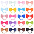 80 piece set of tiny 2 inch grosgrain ribbon baby hair bows with matching elastic bands in multiple colours