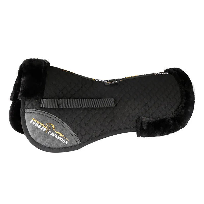 Wool blend riding saddle pad for waist protection in black, navy blue, white, and wine red.