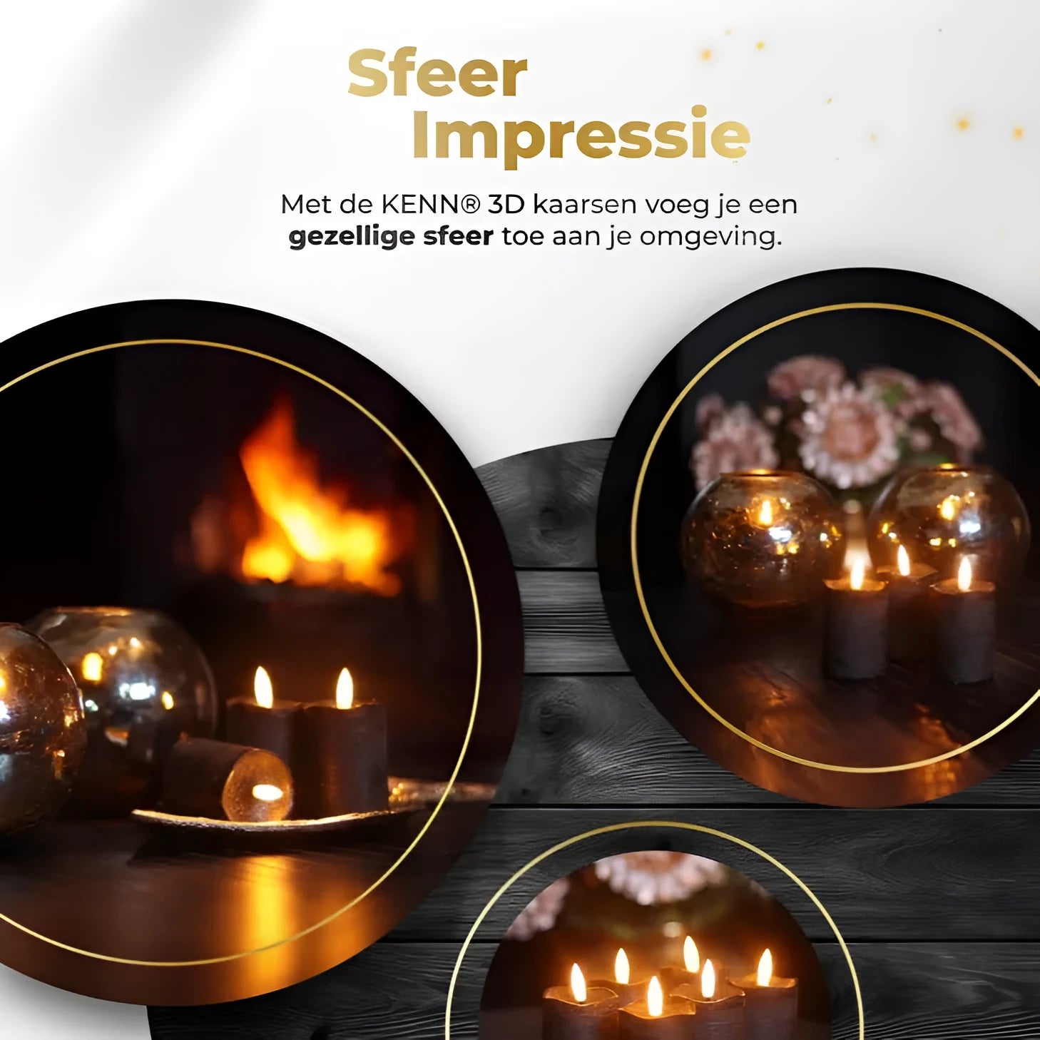 Black S6 LED pillar candle showing flameless light and dimensions of 5cm by 7cm.
