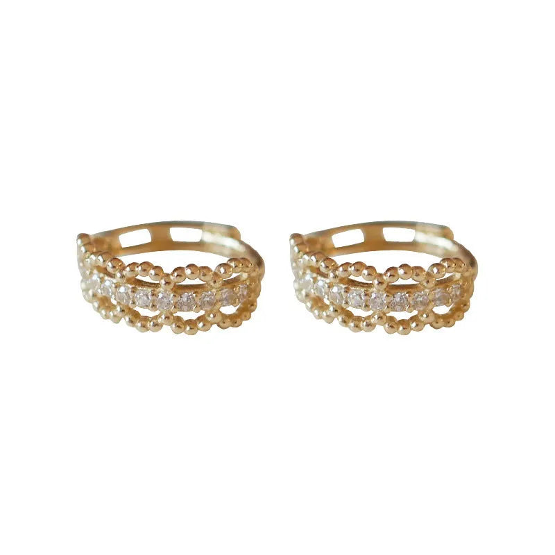Gold lace ear clip small earrings in 925 silver with electroplated 18K gold finish
