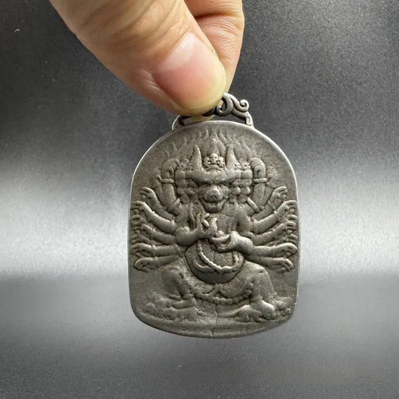 Iron Chinese-style hanging pendant ornament with Aryaacalanatha Yamantaka geometry design
