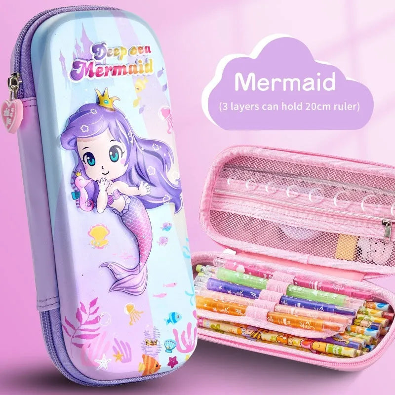3D leather pencil case with embossed spaceship design organising pens and pencils