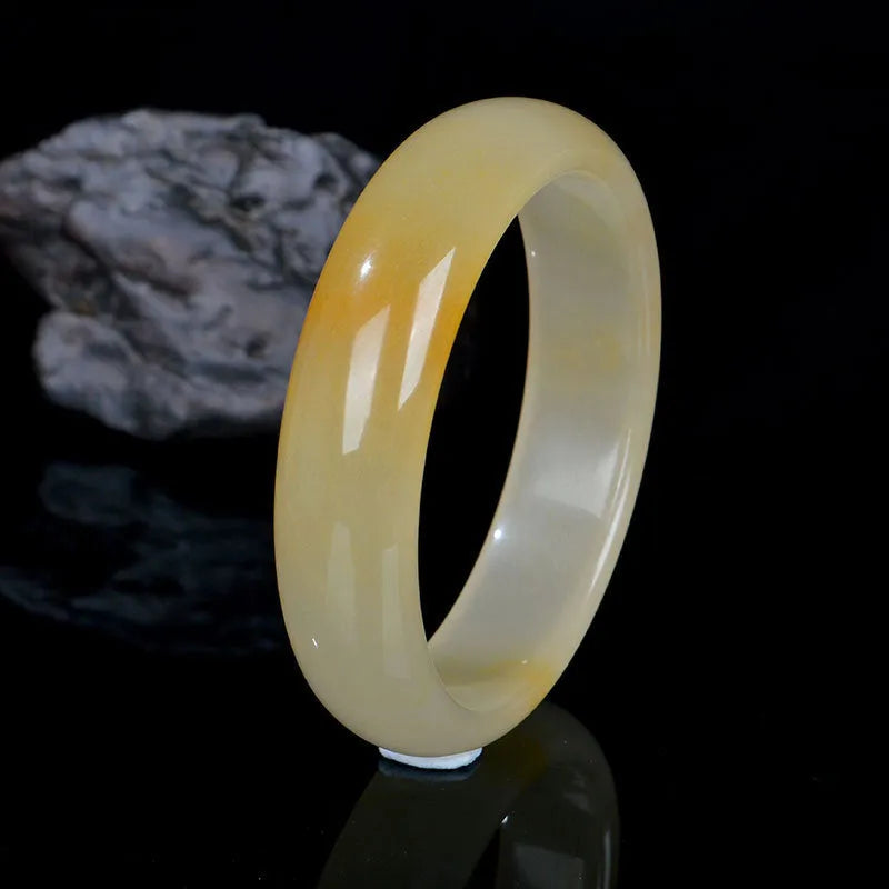 Natural light jade bracelet for women in Chinese style with polished surface