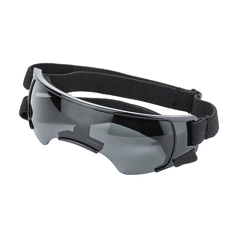 Dog sun-proof UV-proof goggles in black, blue, golden and pink with polycarbonate lenses and nylon ribbon strap