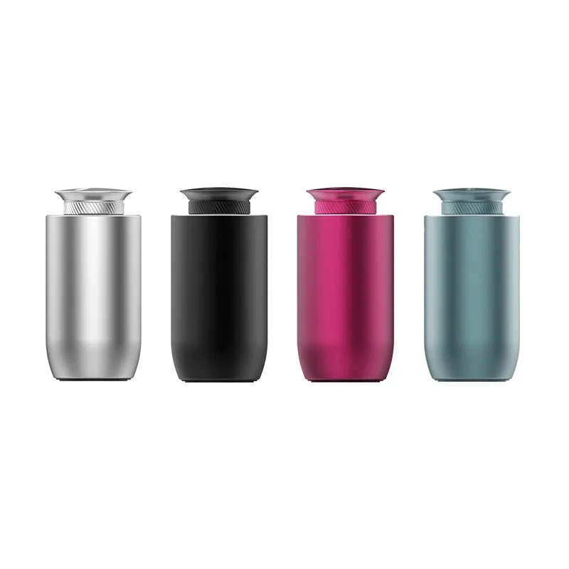 Portable column-shaped aroma diffuser in metal construction with touch button, suitable for cars and small rooms