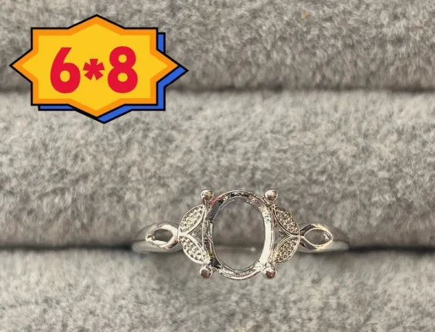 Oval denier ring with five-pointed star design and 6x8mm stone in Korean style