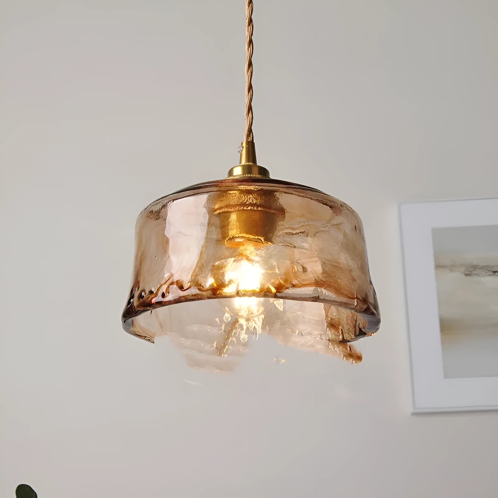 Nordic retro style brass and glass chandelier pendant light for restaurants