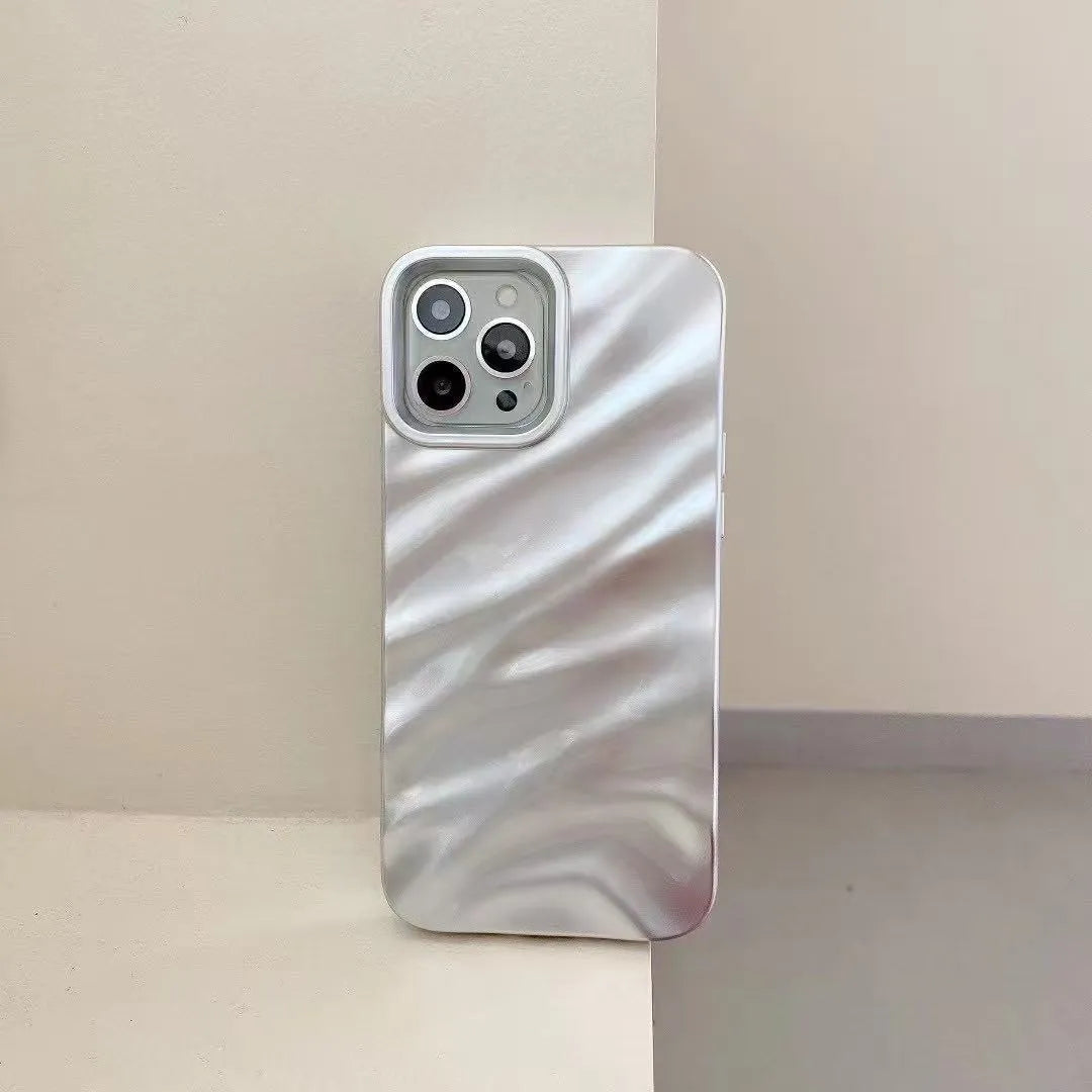 Anti-fall soft TPU wave pleated phone case for Apple iPhone in Burgundy colour, showing back texture