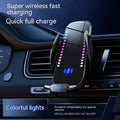 Car mobile phone holder with wireless charging in silver and tarnish finishes showing electric clamping mechanism