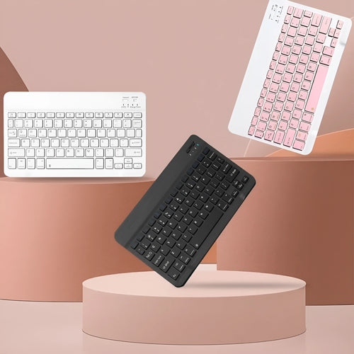 10-inch Bluetooth keyboard and mouse set in multiple colours on a desk