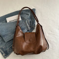 Large capacity textured PU commuter backpack with horizontal square shape and single shoulder strap