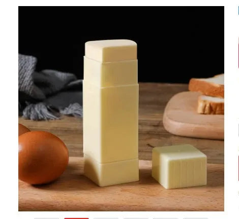 White butter applicator box with 6x6x3cm butter stick, polypropylene storage container for kitchen baking.