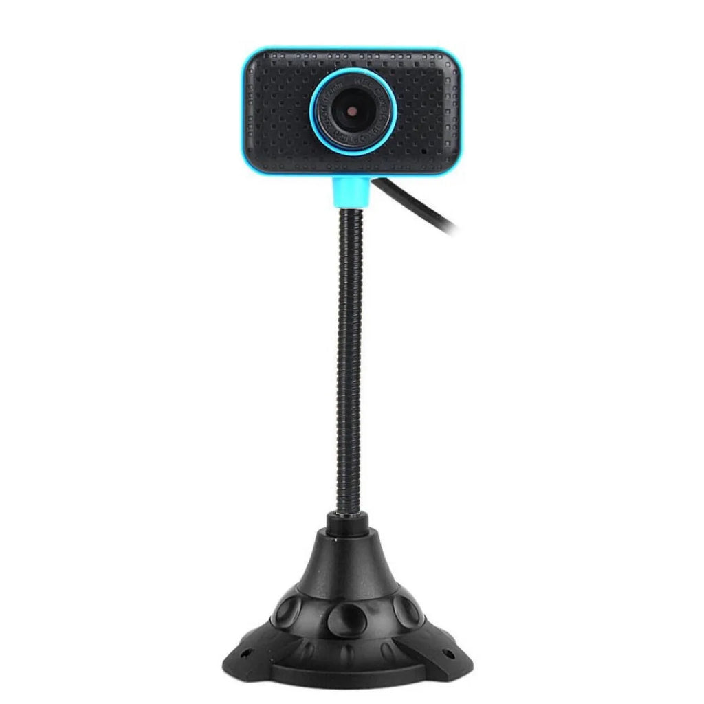 Desktop USB camera with built-in microphone, plastic housing, blue black colour