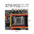 X79-VG2 desktop motherboard showing LGA 2011 socket, DDR3 slots, PCIe 16X slot, and connectivity ports.