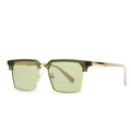 Men's square sunglasses with plastic frame and tinted UV400 lenses in a classic box style.
