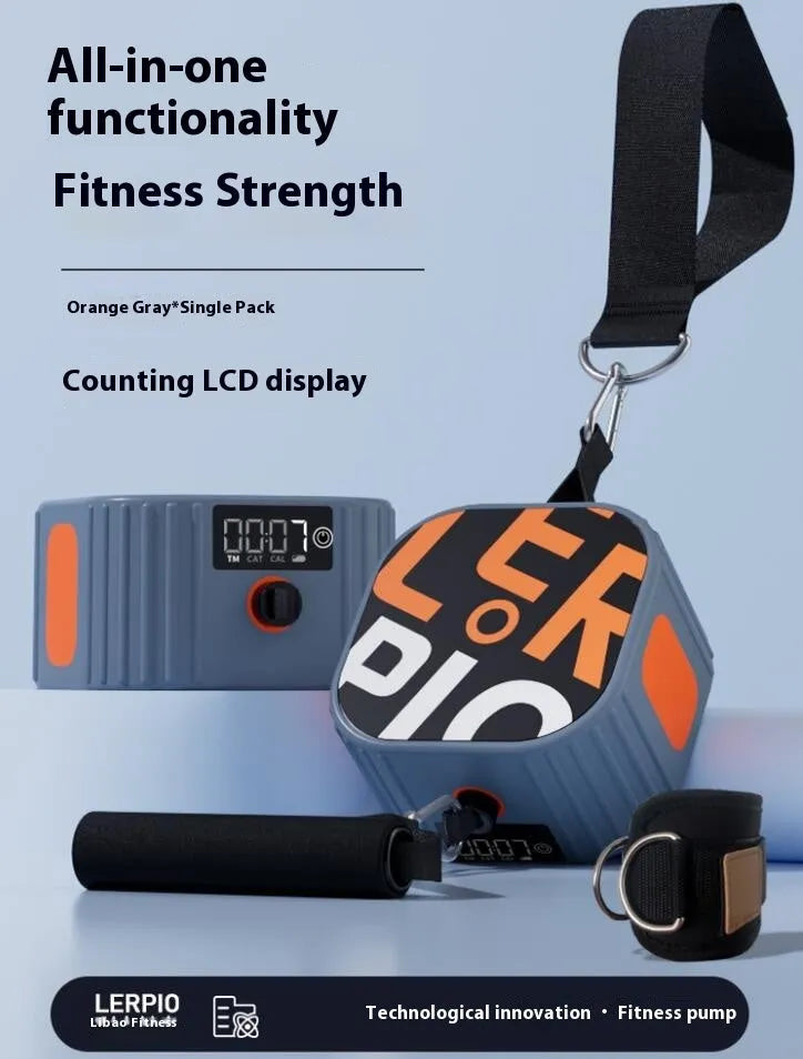 Intelligent adjustable fitness tensioner with 2-20kg resistance range in blue-grey colour