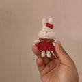 Hand-crocheted wool rabbit key chain with animal pendant design