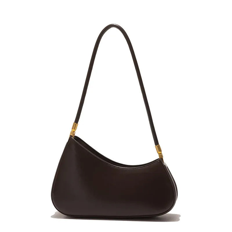 Retro oval women's underarm bag in PU with zipper compartment and single shoulder strap