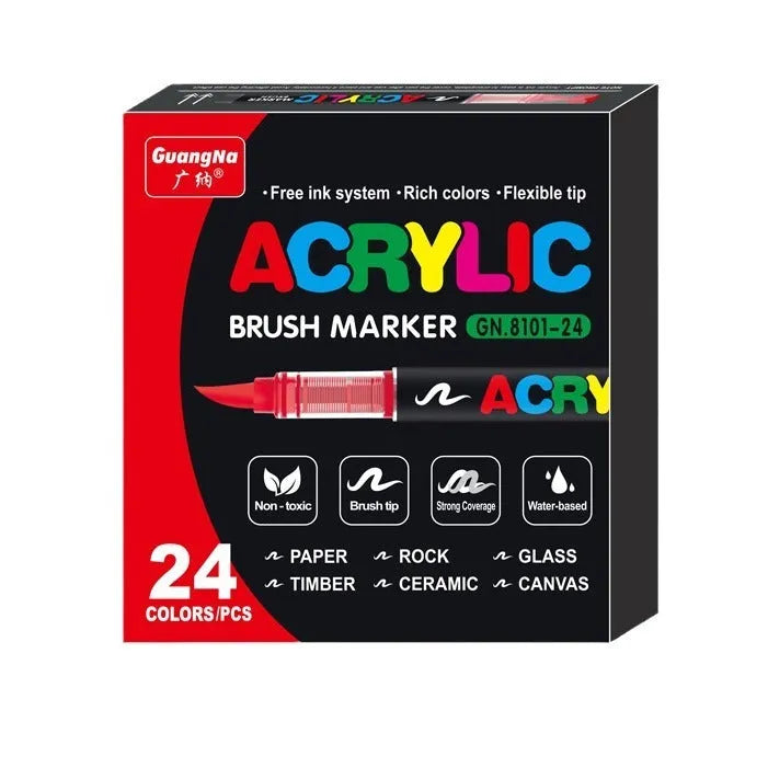 Set of straight liquid acrylic marker pens with soft heads for art and graffiti work