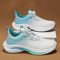 Men's low-top sneaker in black and blue colour with a rotating buckle closure and mesh upper.