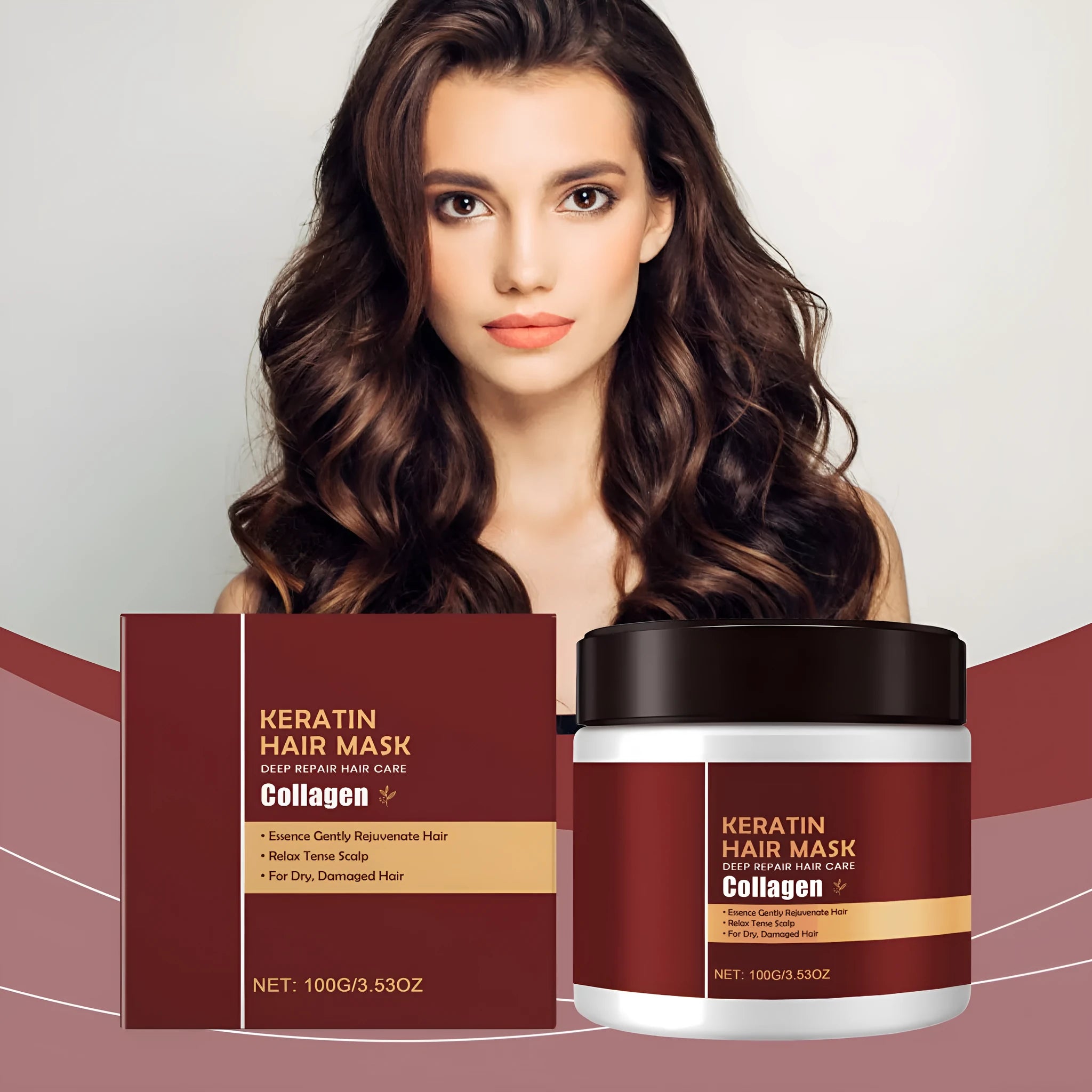 100g jar of hair mask with hydrolysed keratin and collagen for damaged hair treatment