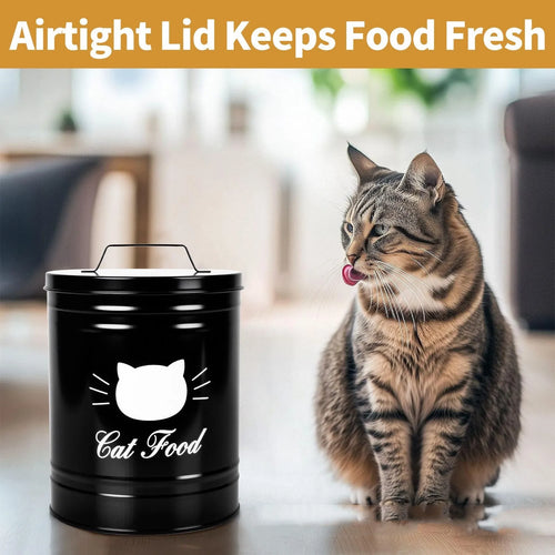 Black and white round iron sheet storage cans with 301-500ml capacity for pantry organisation.
