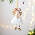 Christmas angel wings plush pendant ornament in pink and white cloth fabric