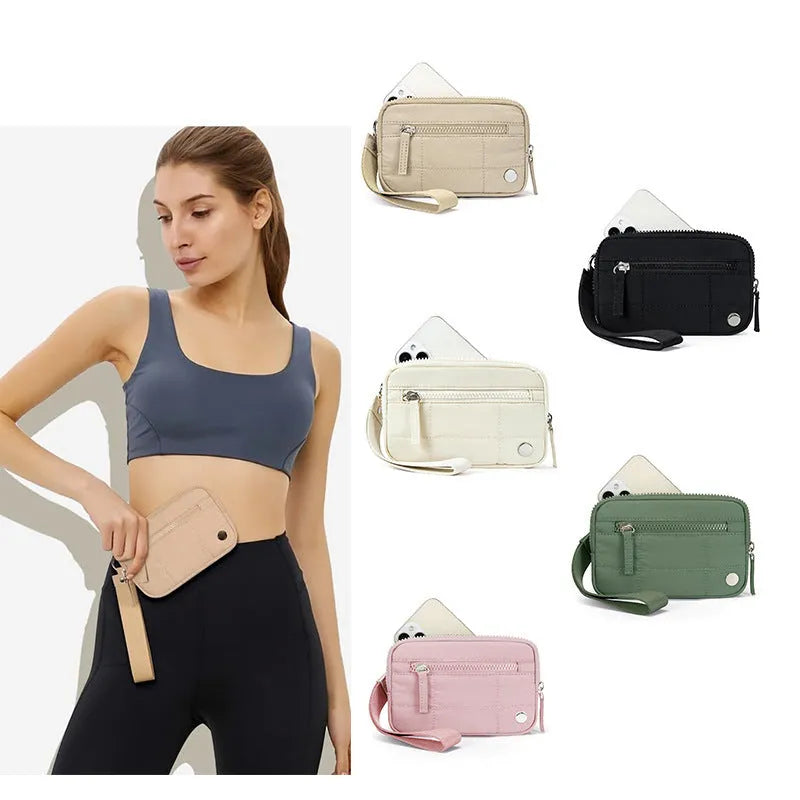 Waterproof quilted transparent deck handbag in nylon fabric with detachable shoulder strap