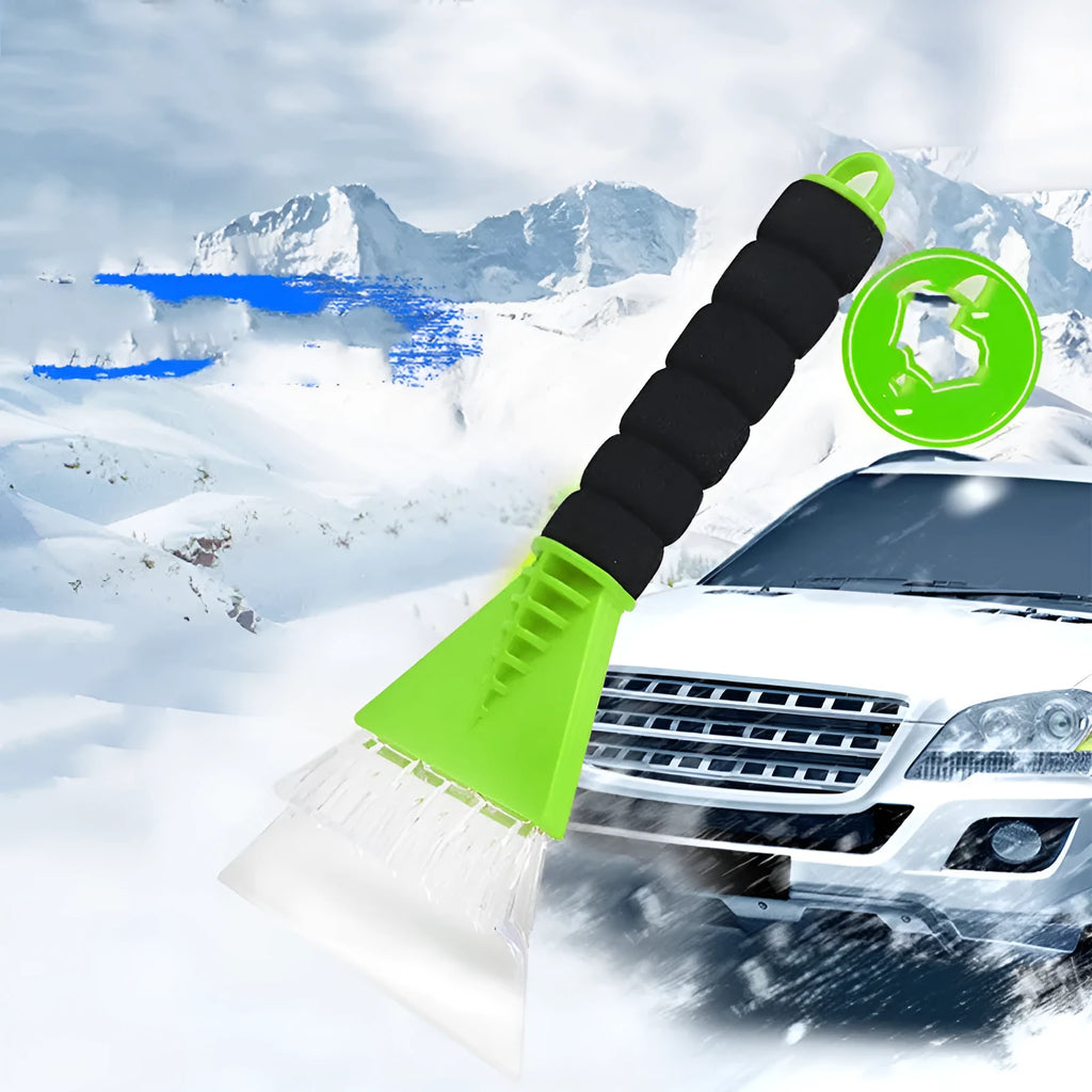 Multifunctional snow shovel with brush, ABS plastic, green or red, 25.4 x 13.4 cm, 66 g winter tool