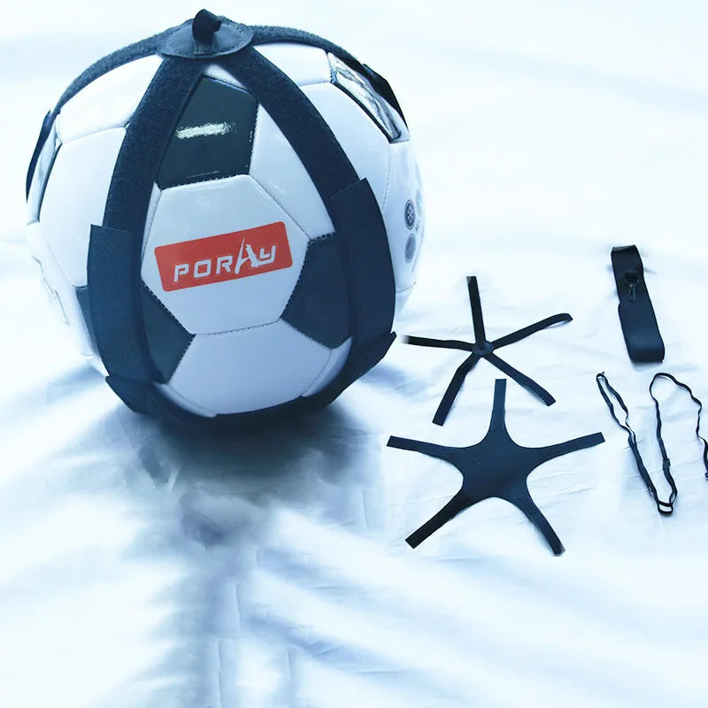 Black football juggling belt with 2 metre cord for solo training exercises