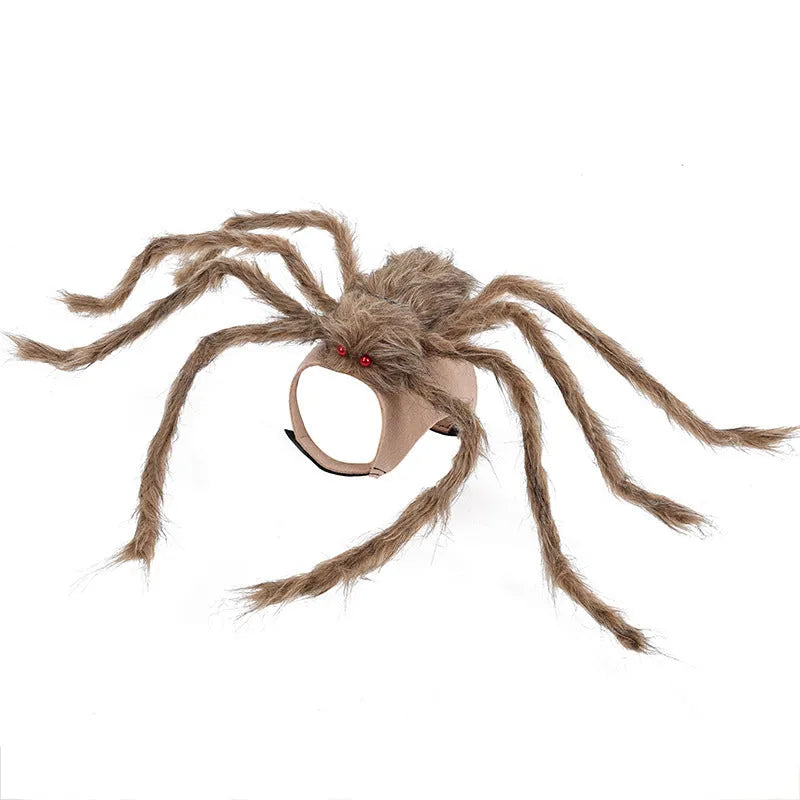 Grey polyester spider Halloween costume for a dog, shown in size M.