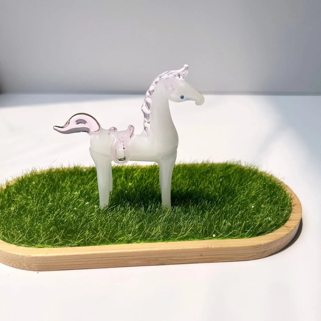 Glazed horse office decoration in modern minimalist style with coloured glaze construction
