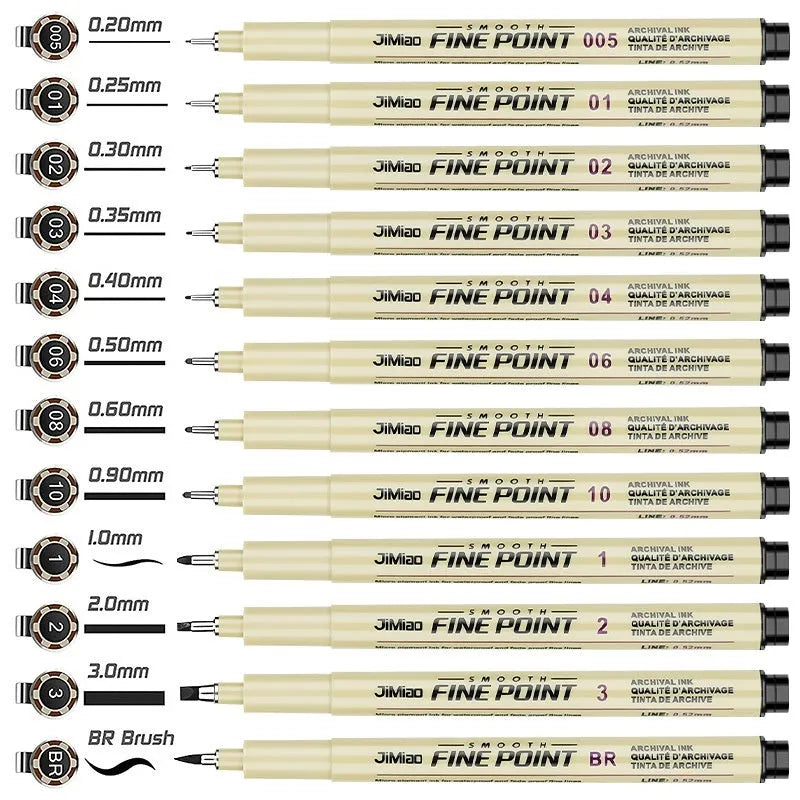 Waterproof needle pen with hook line art cartoon sketch design and syringe-style appearance