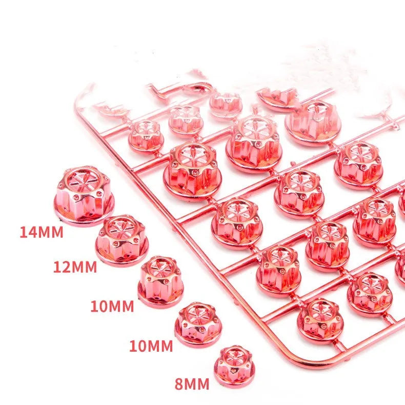 Set of 30 coloured ABS plastic motorcycle screw covers for engine customisation.