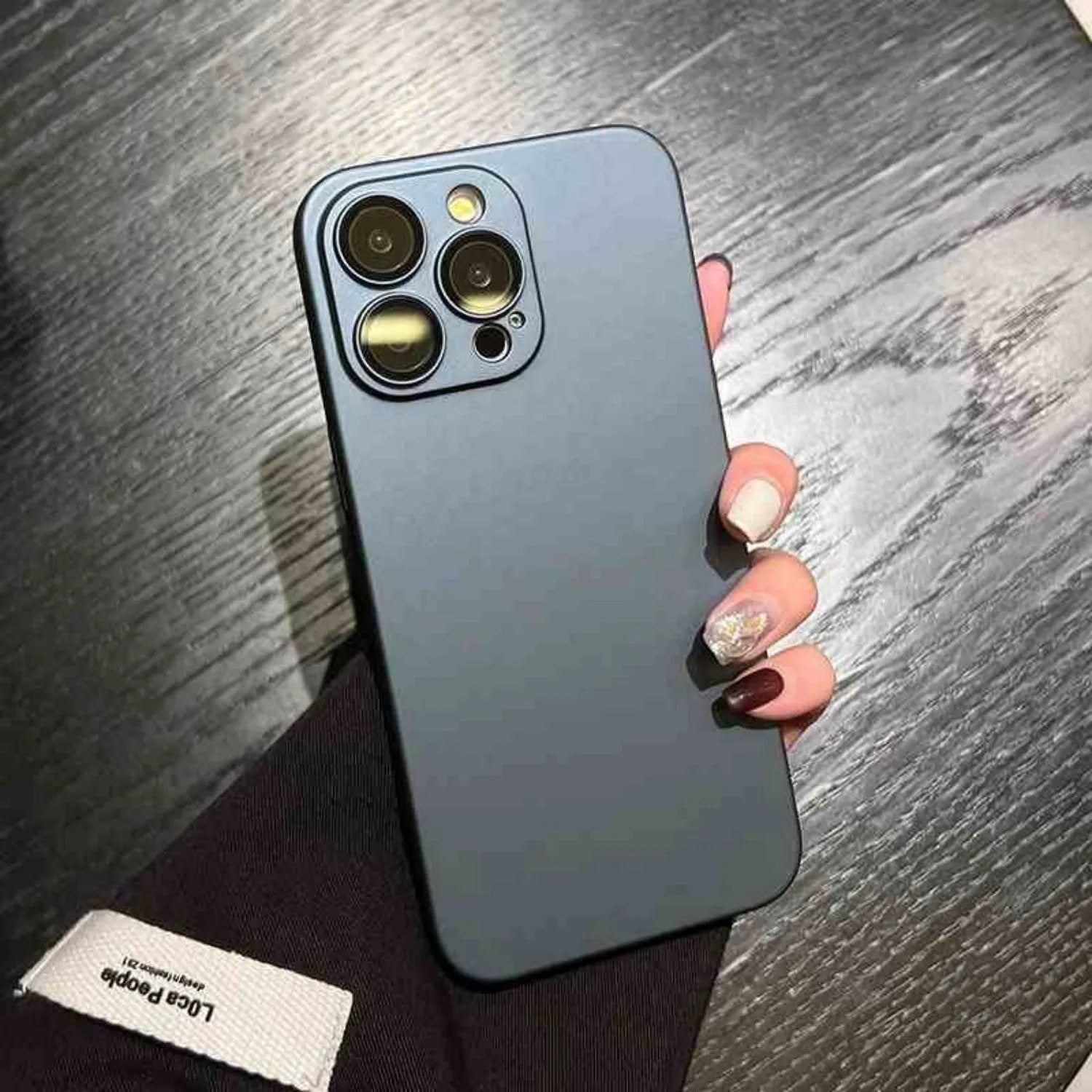 Ultra-thin frosted PC anti-fall case for iPhone in matte solid colour, with lens film