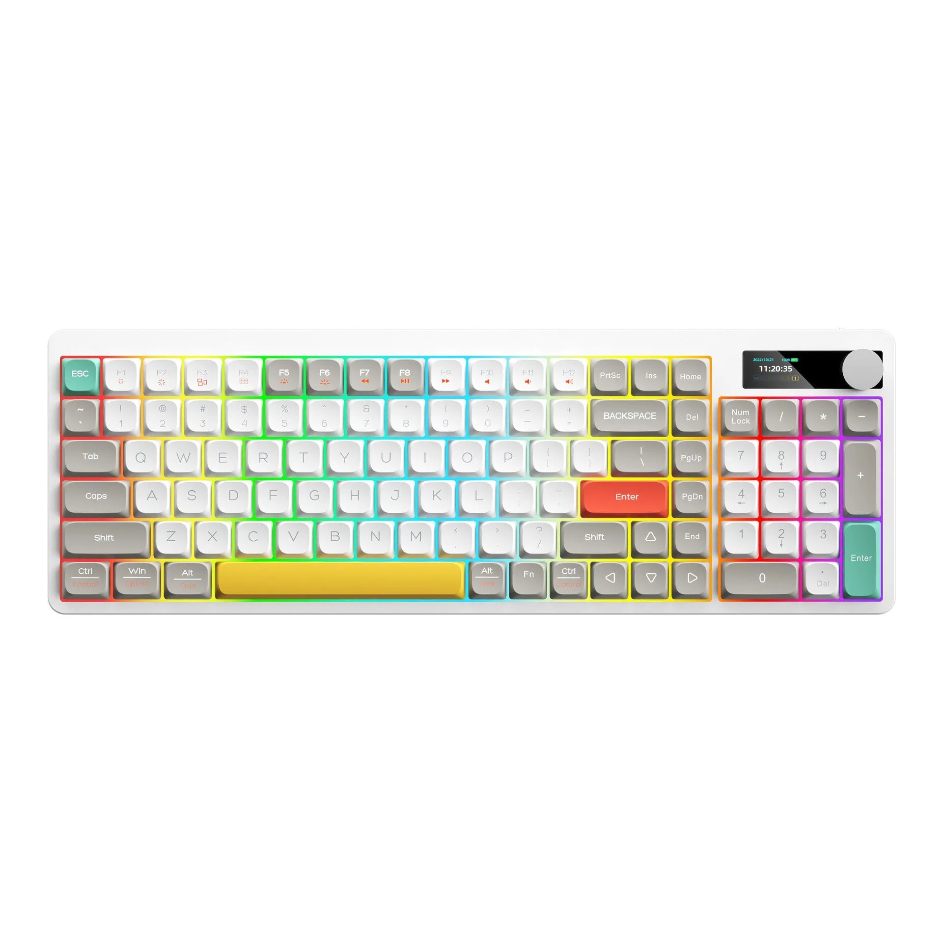 Black iron cow mechanical keyboard with RGB backlight showing full keys without punching design